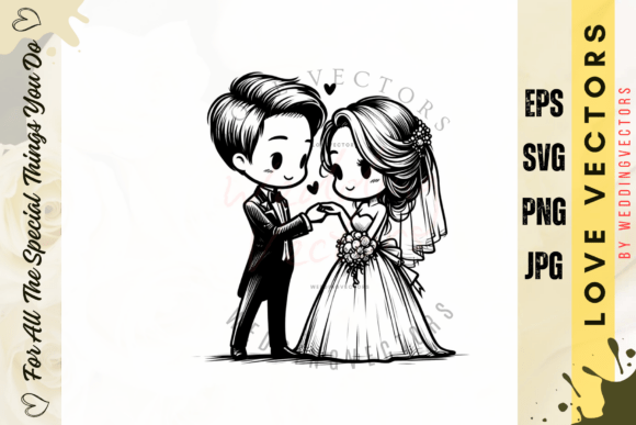 C4055: Crafting Timeless Romance with Wedding Couple & Love Vectors