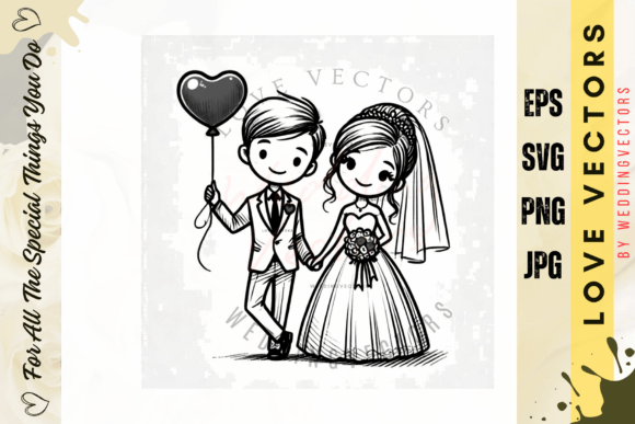 C4115: Elegant Wedding Couple and Love Vectors