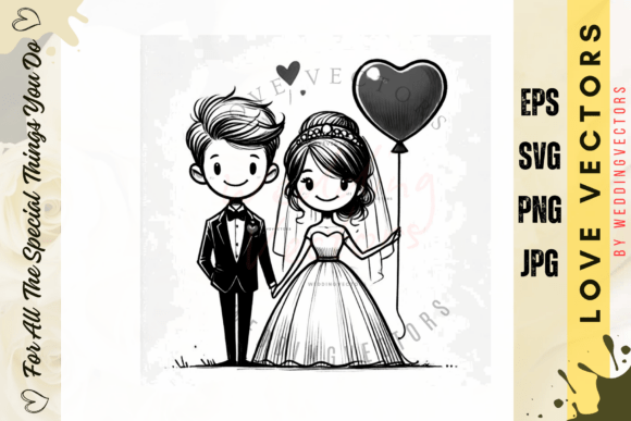 C4205: The Wedding Couple & Love Vector Set