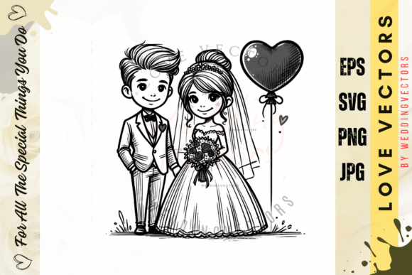 Elegant Romance: Wedding Couple & Love Vectors C3958