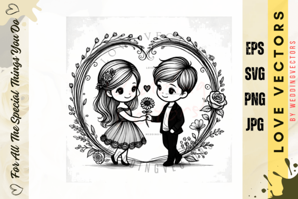 The Modern Romance of Wedding Couple Vectors: C4189