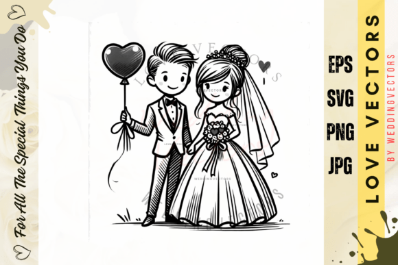 Timeless Romance: Capturing Love with Wedding Couple and Love Vectors - C3994