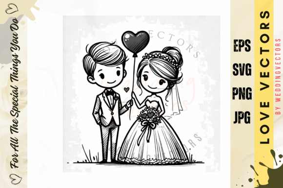 Wedding Couple and Love Vectors - C3968: Elegant Romance for Your Designs