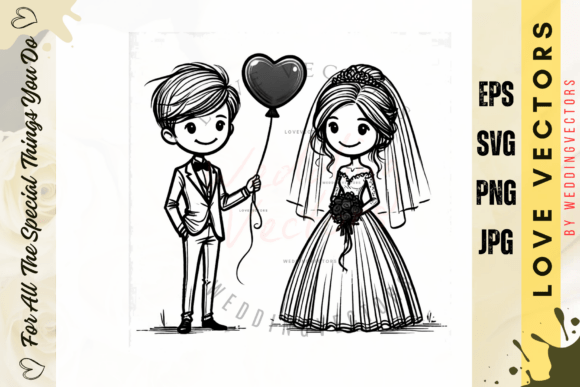 Wedding Couple and Love Vectors - C4179: Capturing Romance in Design