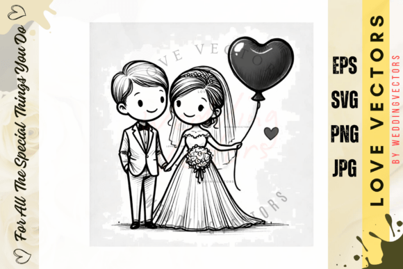 Wedding Couple and Love Vectors - C4263: A Celebration of Elegance
