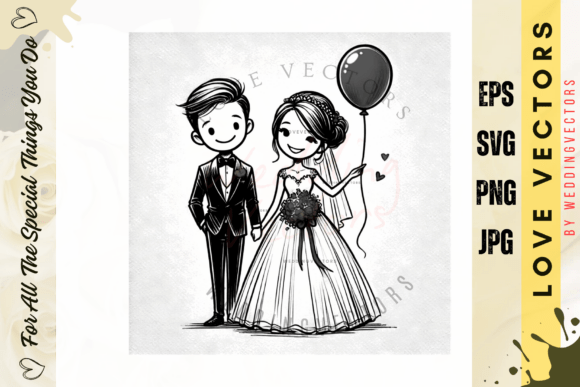 Wedding Couple and Love Vectors - C4384: Elegant Design Assets